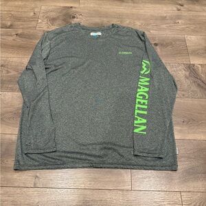 Magellan Outdoors Charcoal Long Sleeve Tee with Green Accents